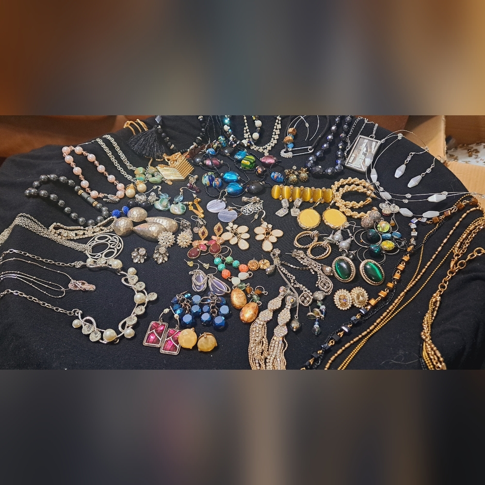 1.7 Lbs Gold and Silver Earrings Jewelry Collection
